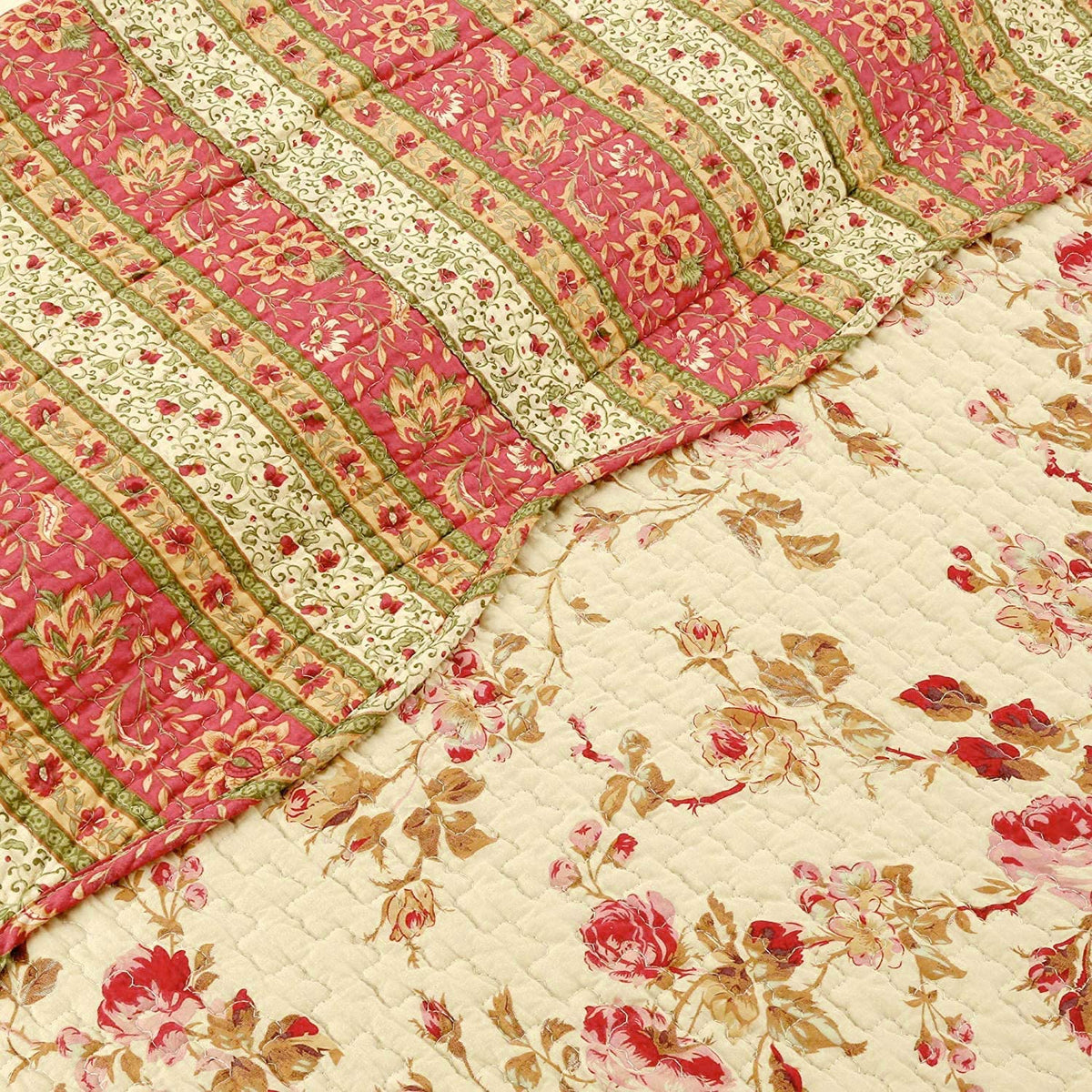 Vintage Rose Quilted Throw Blanket