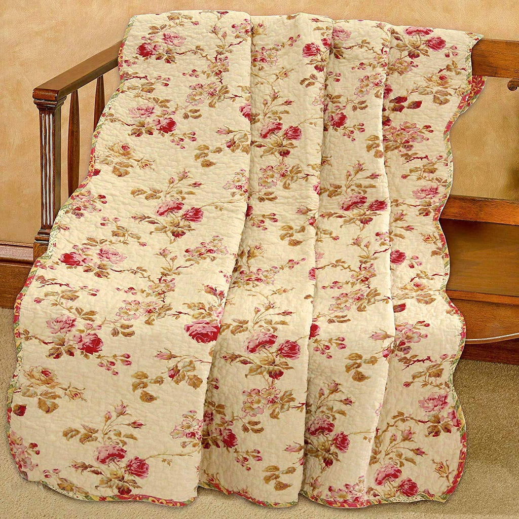 Vintage Rose Quilted Throw Blanket