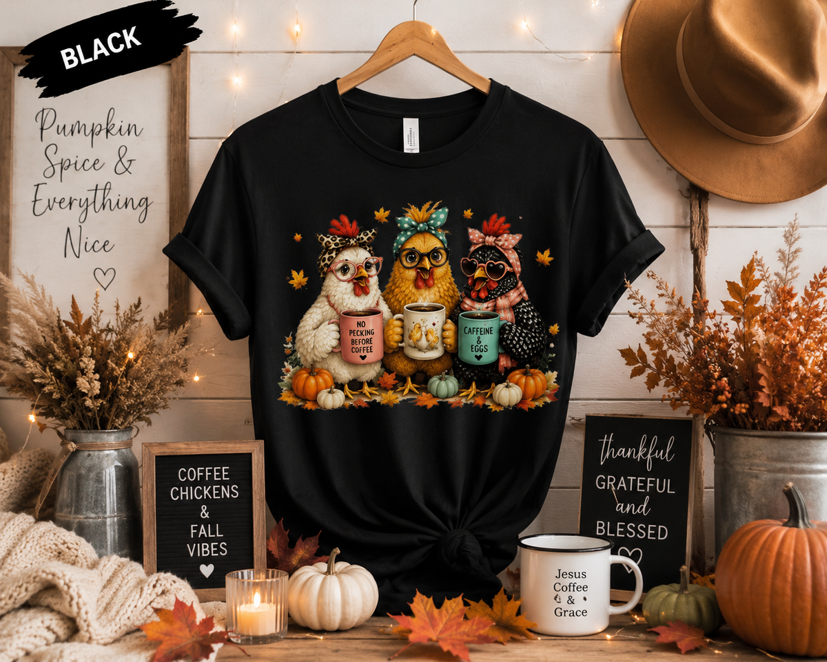 Funny Chicken Coffee Farm Girl Tee
