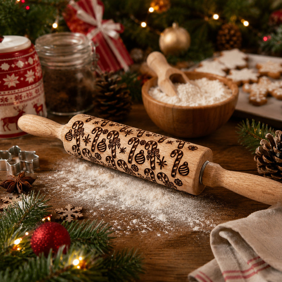 Christmas Engraved Rolling Pin Set