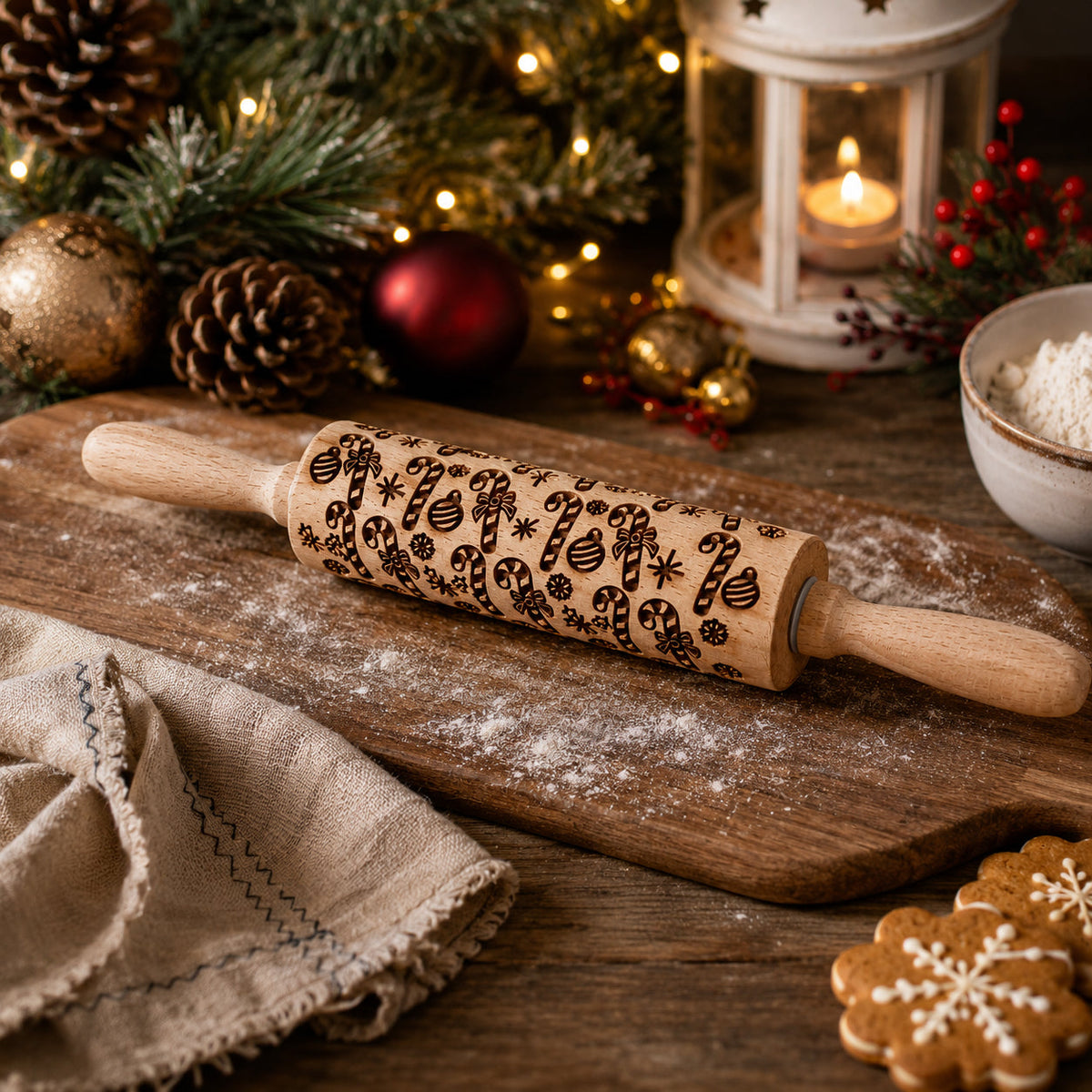 Christmas Engraved Rolling Pin Set