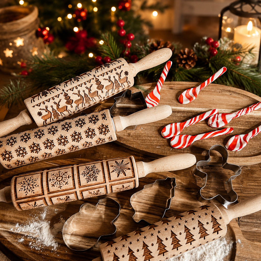 Christmas Engraved Rolling Pin Set