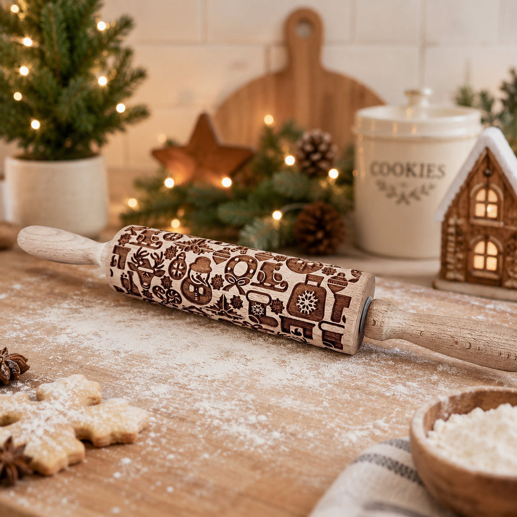 Christmas Engraved Rolling Pin Set