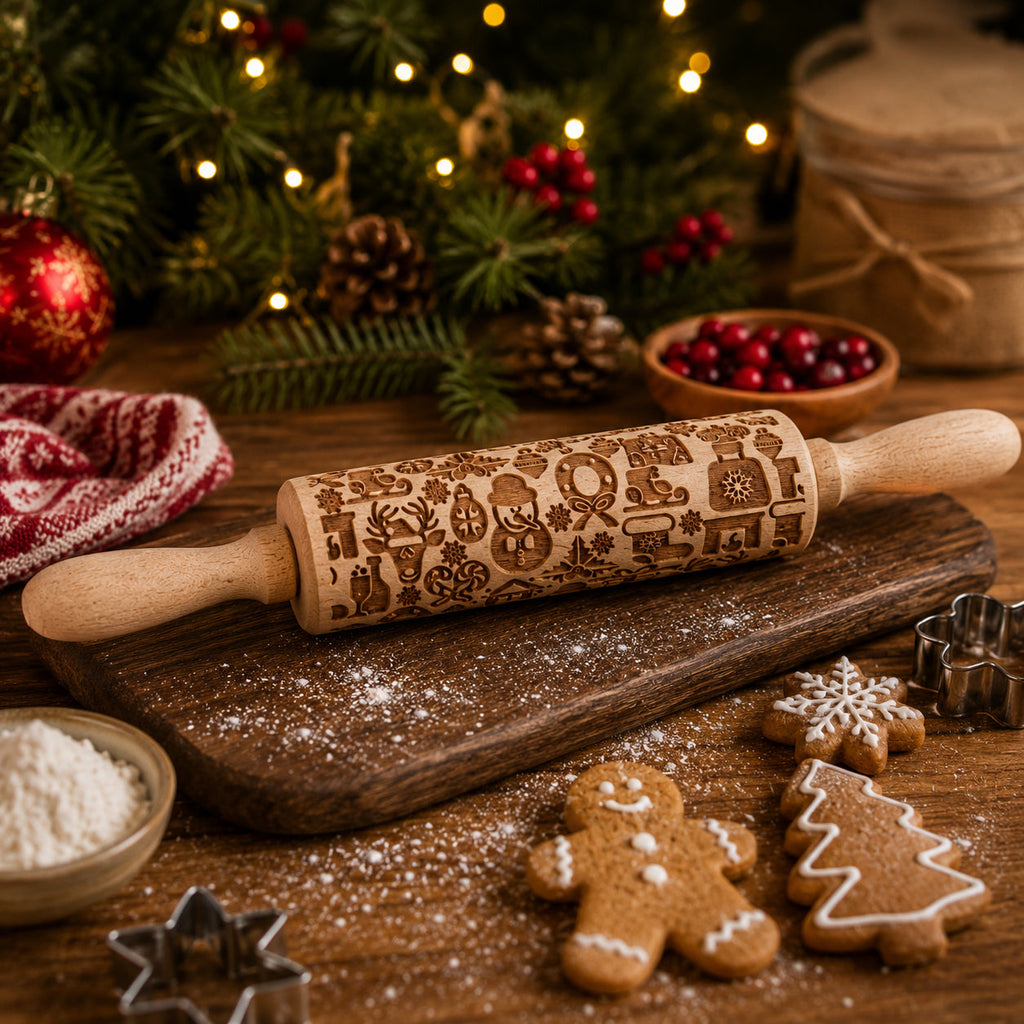 Christmas Engraved Rolling Pin Set
