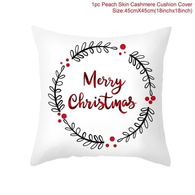 Christmas Pillowcase Merry Christmas Decor For Home Red Green Christmas Pillow Covers Vintage Red Xmas Tree Rustic Home Decorative Cushion Cover 45x45cm Ornament Navidad Gifts New Year 2022