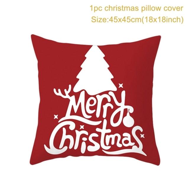 Christmas Pillowcase Merry Christmas Decor For Home Red Green Christmas Pillow Covers Vintage Red Xmas Tree Rustic Home Decorative Cushion Cover 45x45cm Ornament Navidad Gifts New Year 2022