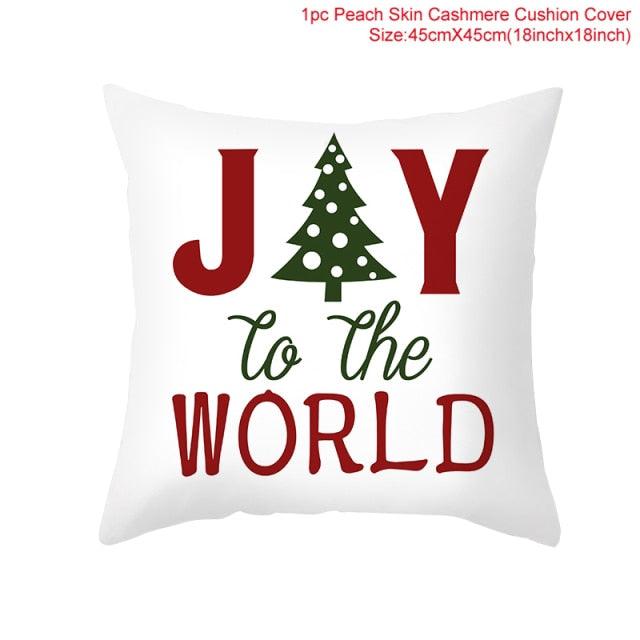 Christmas Pillowcase Merry Christmas Decor For Home Red Green Christmas Pillow Covers Vintage Red Xmas Tree Rustic Home Decorative Cushion Cover 45x45cm Ornament Navidad Gifts New Year 2022