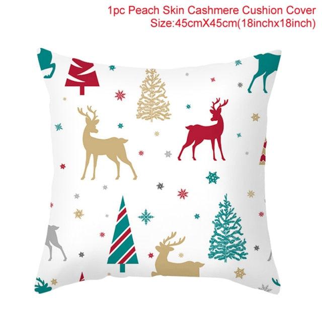 Christmas Pillowcase Merry Christmas Decor For Home Red Green Christmas Pillow Covers Vintage Red Xmas Tree Rustic Home Decorative Cushion Cover 45x45cm Ornament Navidad Gifts New Year 2022