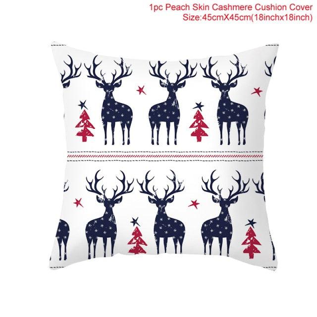 Christmas Pillowcase Merry Christmas Decor For Home Red Green Christmas Pillow Covers Vintage Red Xmas Tree Rustic Home Decorative Cushion Cover 45x45cm Ornament Navidad Gifts New Year 2022