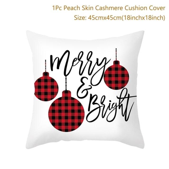 Christmas Pillowcase Merry Christmas Decor For Home Red Green Christmas Pillow Covers Vintage Red Xmas Tree Rustic Home Decorative Cushion Cover 45x45cm Ornament Navidad Gifts New Year 2022