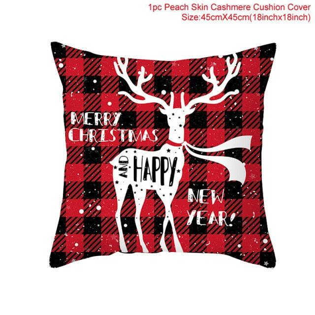 Christmas Pillowcase Merry Christmas Decor For Home Red Green Christmas Pillow Covers Vintage Red Xmas Tree Rustic Home Decorative Cushion Cover 45x45cm Ornament Navidad Gifts New Year 2022