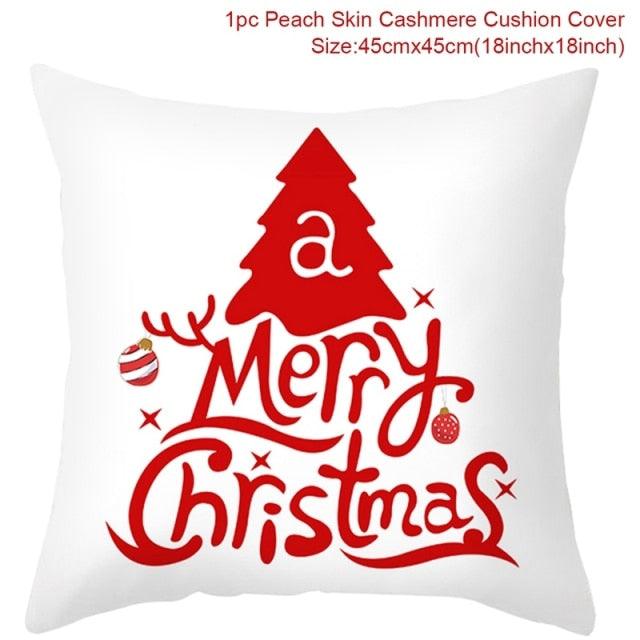 Christmas Pillowcase Merry Christmas Decor For Home Red Green Christmas Pillow Covers Vintage Red Xmas Tree Rustic Home Decorative Cushion Cover 45x45cm Ornament Navidad Gifts New Year 2022