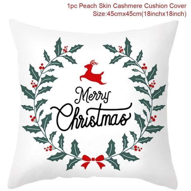 Christmas Pillowcase Merry Christmas Decor For Home Red Green Christmas Pillow Covers Vintage Red Xmas Tree Rustic Home Decorative Cushion Cover 45x45cm Ornament Navidad Gifts New Year 2022