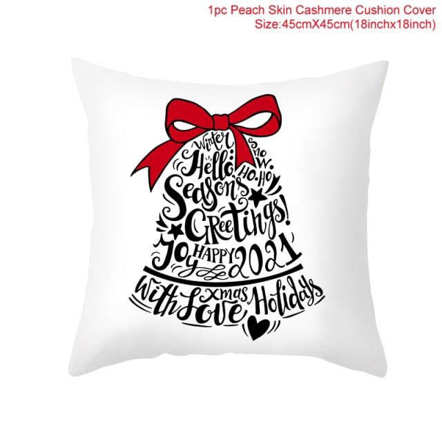 Christmas Pillowcase Merry Christmas Decor For Home Red Green Christmas Pillow Covers Vintage Red Xmas Tree Rustic Home Decorative Cushion Cover 45x45cm Ornament Navidad Gifts New Year 2022