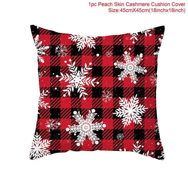 Christmas Pillowcase Merry Christmas Decor For Home Red Green Christmas Pillow Covers Vintage Red Xmas Tree Rustic Home Decorative Cushion Cover 45x45cm Ornament Navidad Gifts New Year 2022
