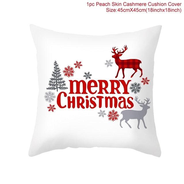 Christmas Pillowcase Merry Christmas Decor For Home Red Green Christmas Pillow Covers Vintage Red Xmas Tree Rustic Home Decorative Cushion Cover 45x45cm Ornament Navidad Gifts New Year 2022