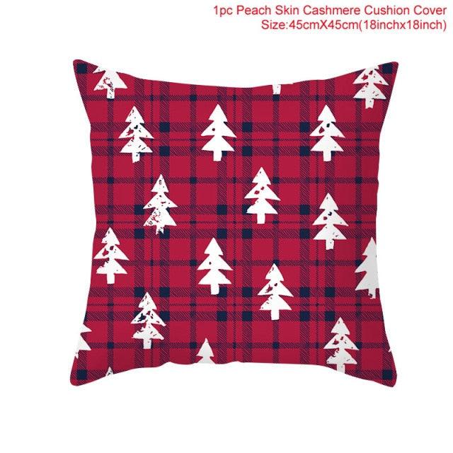 Christmas Pillowcase Merry Christmas Decor For Home Red Green Christmas Pillow Covers Vintage Red Xmas Tree Rustic Home Decorative Cushion Cover 45x45cm Ornament Navidad Gifts New Year 2022