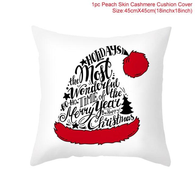 Christmas Pillowcase Merry Christmas Decor For Home Red Green Christmas Pillow Covers Vintage Red Xmas Tree Rustic Home Decorative Cushion Cover 45x45cm Ornament Navidad Gifts New Year 2022
