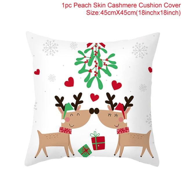 Christmas Pillowcase Merry Christmas Decor For Home Red Green Christmas Pillow Covers Vintage Red Xmas Tree Rustic Home Decorative Cushion Cover 45x45cm Ornament Navidad Gifts New Year 2022