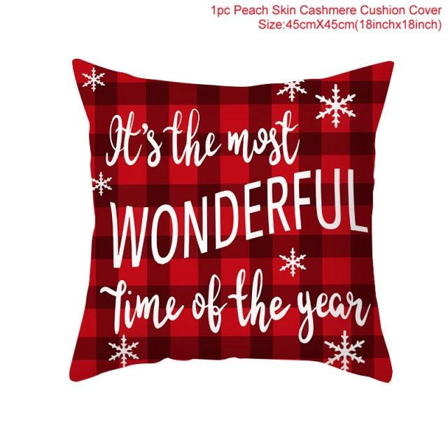 Christmas Pillowcase Merry Christmas Decor For Home Red Green Christmas Pillow Covers Vintage Red Xmas Tree Rustic Home Decorative Cushion Cover 45x45cm Ornament Navidad Gifts New Year 2022