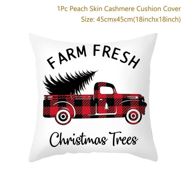 Christmas Pillowcase Merry Christmas Decor For Home Red Green Christmas Pillow Covers Vintage Red Xmas Tree Rustic Home Decorative Cushion Cover 45x45cm Ornament Navidad Gifts New Year 2022