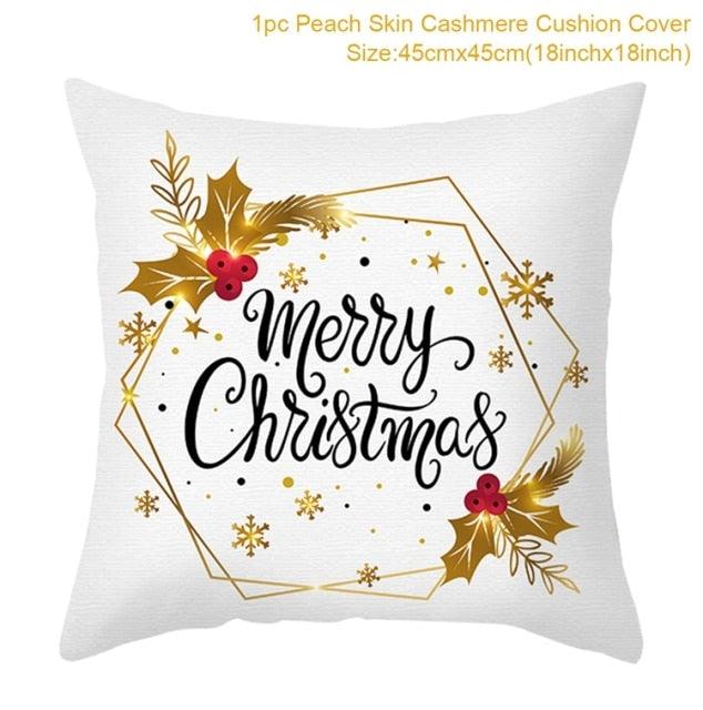 Christmas Pillowcase Merry Christmas Decor For Home Red Green Christmas Pillow Covers Vintage Red Xmas Tree Rustic Home Decorative Cushion Cover 45x45cm Ornament Navidad Gifts New Year 2022