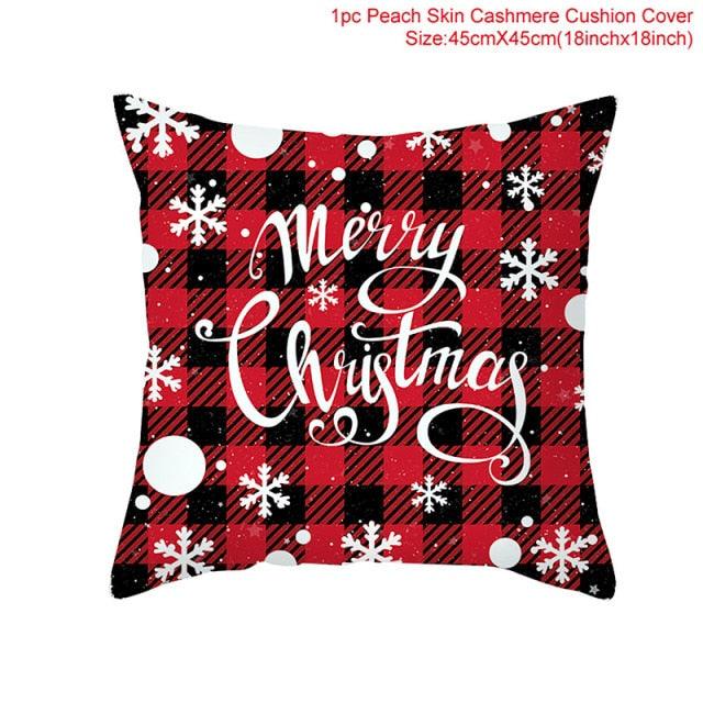 Christmas Pillowcase Merry Christmas Decor For Home Red Green Christmas Pillow Covers Vintage Red Xmas Tree Rustic Home Decorative Cushion Cover 45x45cm Ornament Navidad Gifts New Year 2022