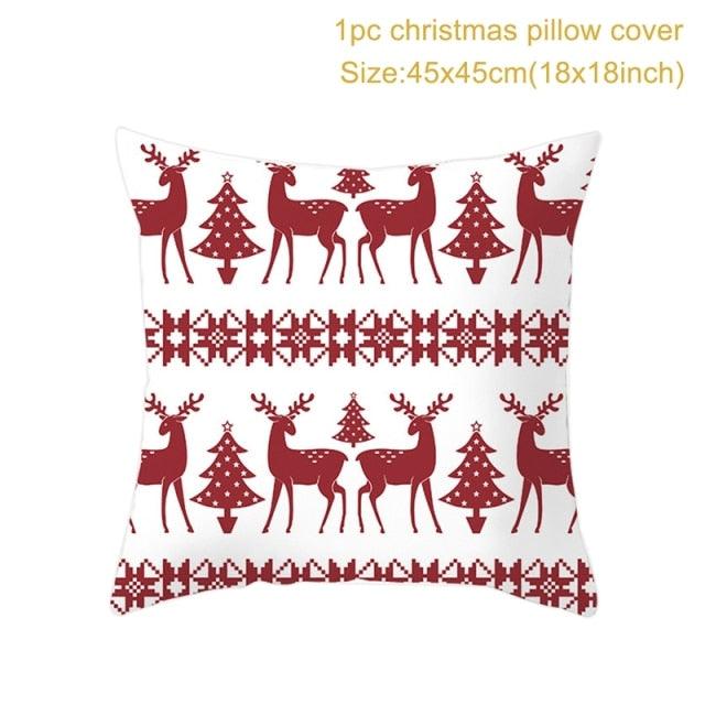 Christmas Pillowcase Merry Christmas Decor For Home Red Green Christmas Pillow Covers Vintage Red Xmas Tree Rustic Home Decorative Cushion Cover 45x45cm Ornament Navidad Gifts New Year 2022
