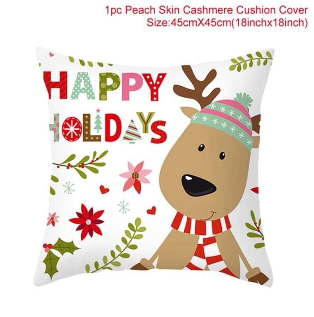 Christmas Pillowcase Merry Christmas Decor For Home Red Green Christmas Pillow Covers Vintage Red Xmas Tree Rustic Home Decorative Cushion Cover 45x45cm Ornament Navidad Gifts New Year 2022