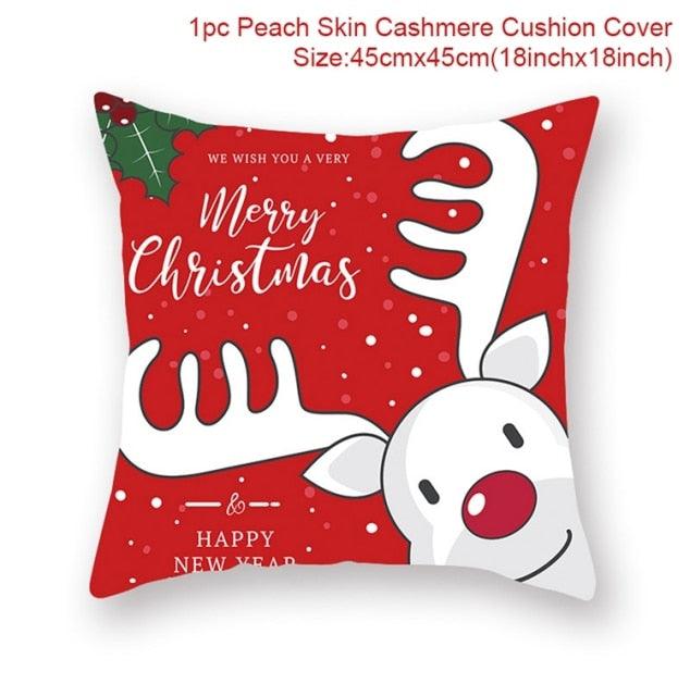 Christmas Pillowcase Merry Christmas Decor For Home Red Green Christmas Pillow Covers Vintage Red Xmas Tree Rustic Home Decorative Cushion Cover 45x45cm Ornament Navidad Gifts New Year 2022