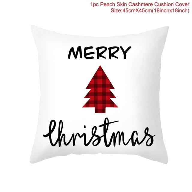 Christmas Pillowcase Merry Christmas Decor For Home Red Green Christmas Pillow Covers Vintage Red Xmas Tree Rustic Home Decorative Cushion Cover 45x45cm Ornament Navidad Gifts New Year 2022