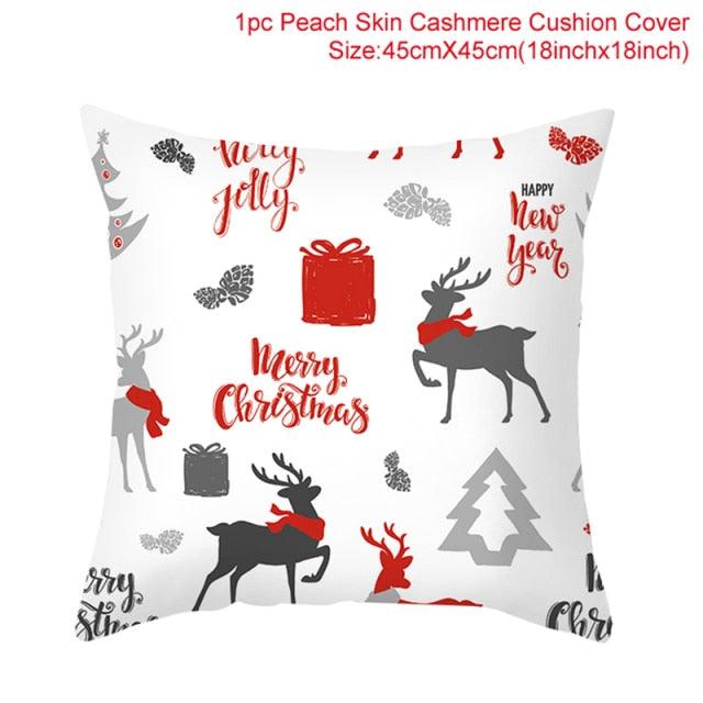 Christmas Pillowcase Merry Christmas Decor For Home Red Green Christmas Pillow Covers Vintage Red Xmas Tree Rustic Home Decorative Cushion Cover 45x45cm Ornament Navidad Gifts New Year 2022