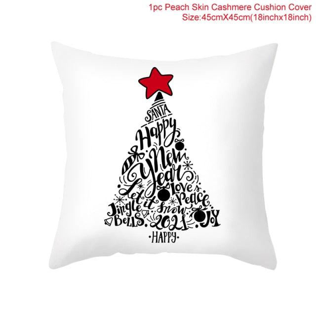 Christmas Pillowcase Merry Christmas Decor For Home Red Green Christmas Pillow Covers Vintage Red Xmas Tree Rustic Home Decorative Cushion Cover 45x45cm Ornament Navidad Gifts New Year 2022