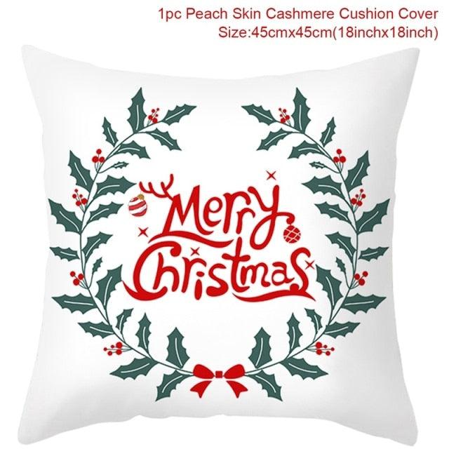 Christmas Pillowcase Merry Christmas Decor For Home Red Green Christmas Pillow Covers Vintage Red Xmas Tree Rustic Home Decorative Cushion Cover 45x45cm Ornament Navidad Gifts New Year 2022