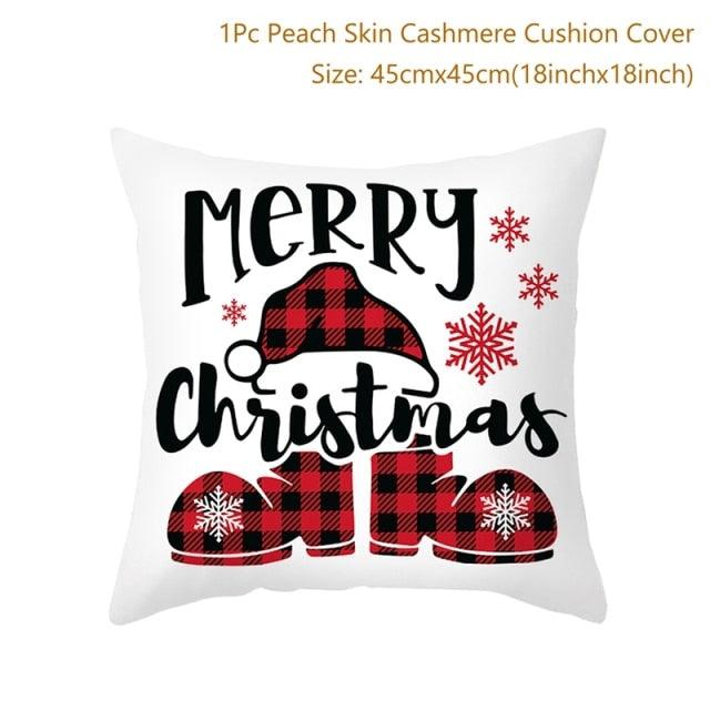 Christmas Pillowcase Merry Christmas Decor For Home Red Green Christmas Pillow Covers Vintage Red Xmas Tree Rustic Home Decorative Cushion Cover 45x45cm Ornament Navidad Gifts New Year 2022