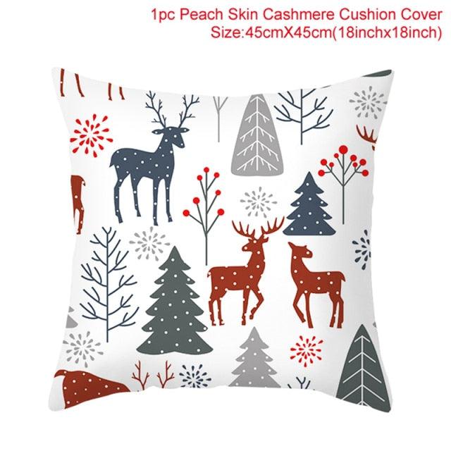 Christmas Pillowcase Merry Christmas Decor For Home Red Green Christmas Pillow Covers Vintage Red Xmas Tree Rustic Home Decorative Cushion Cover 45x45cm Ornament Navidad Gifts New Year 2022