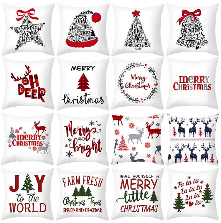 Christmas Pillowcase Merry Christmas Decor For Home Red Green Christmas Pillow Covers Vintage Red Xmas Tree Rustic Home Decorative Cushion Cover 45x45cm Ornament Navidad Gifts New Year 2022