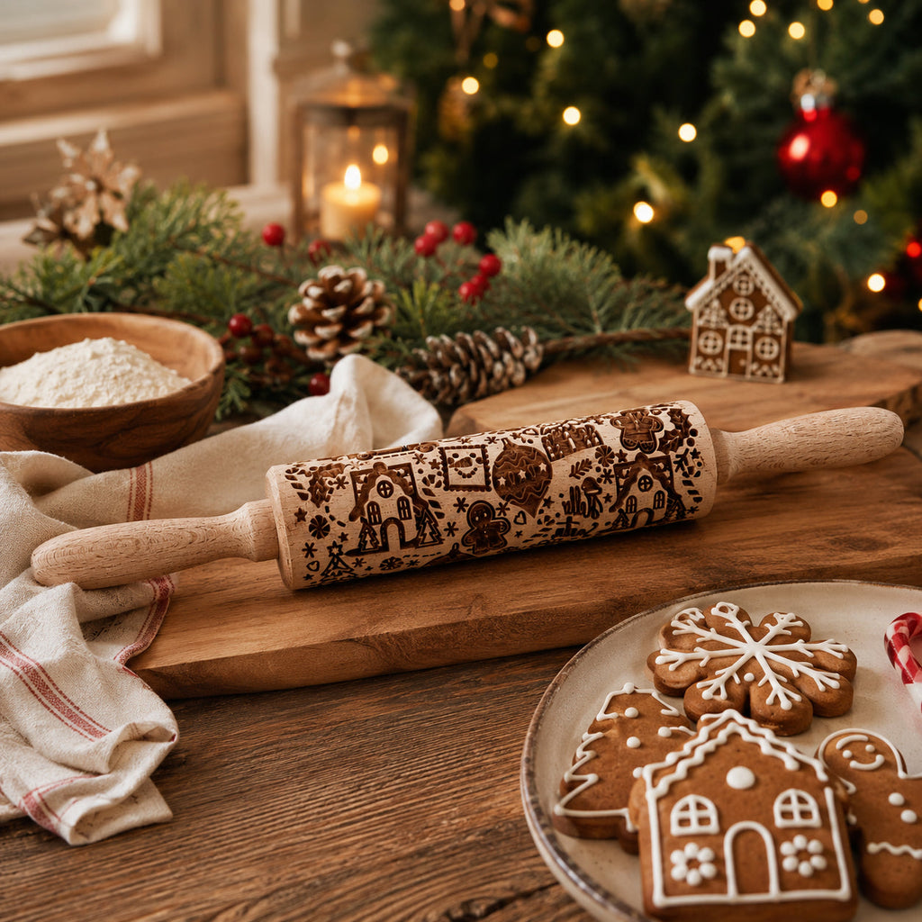 Christmas Engraved Rolling Pin Set