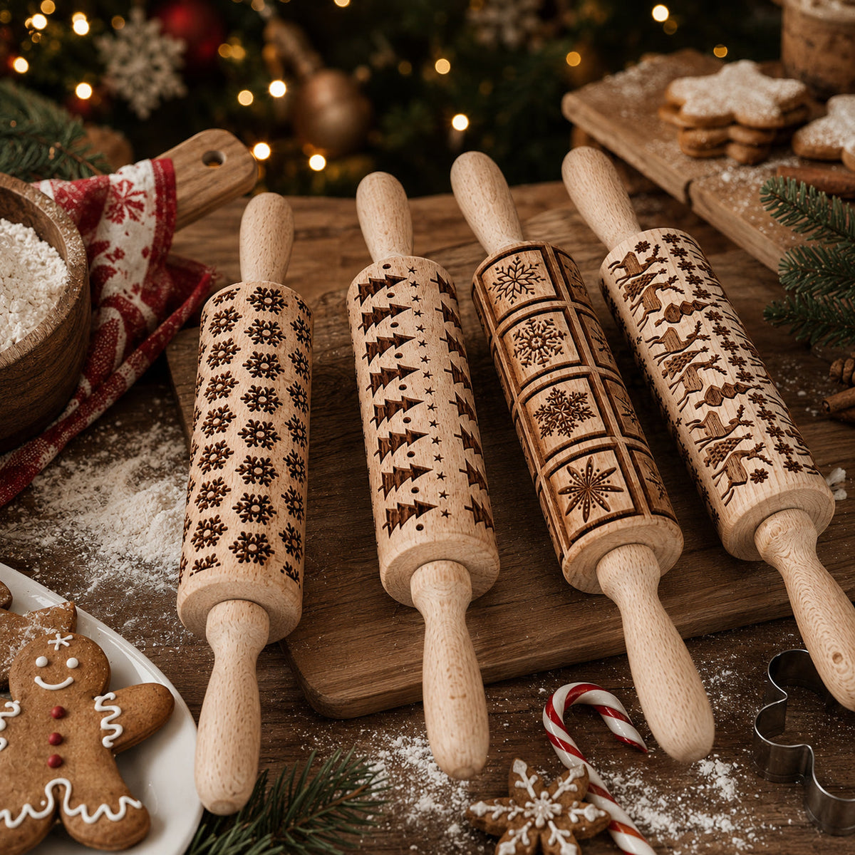 Christmas Engraved Rolling Pin Set