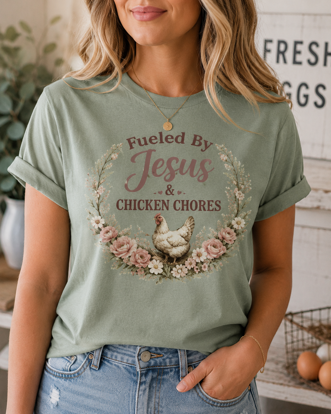 Fueled by Jesus & Chicken Chores Tee