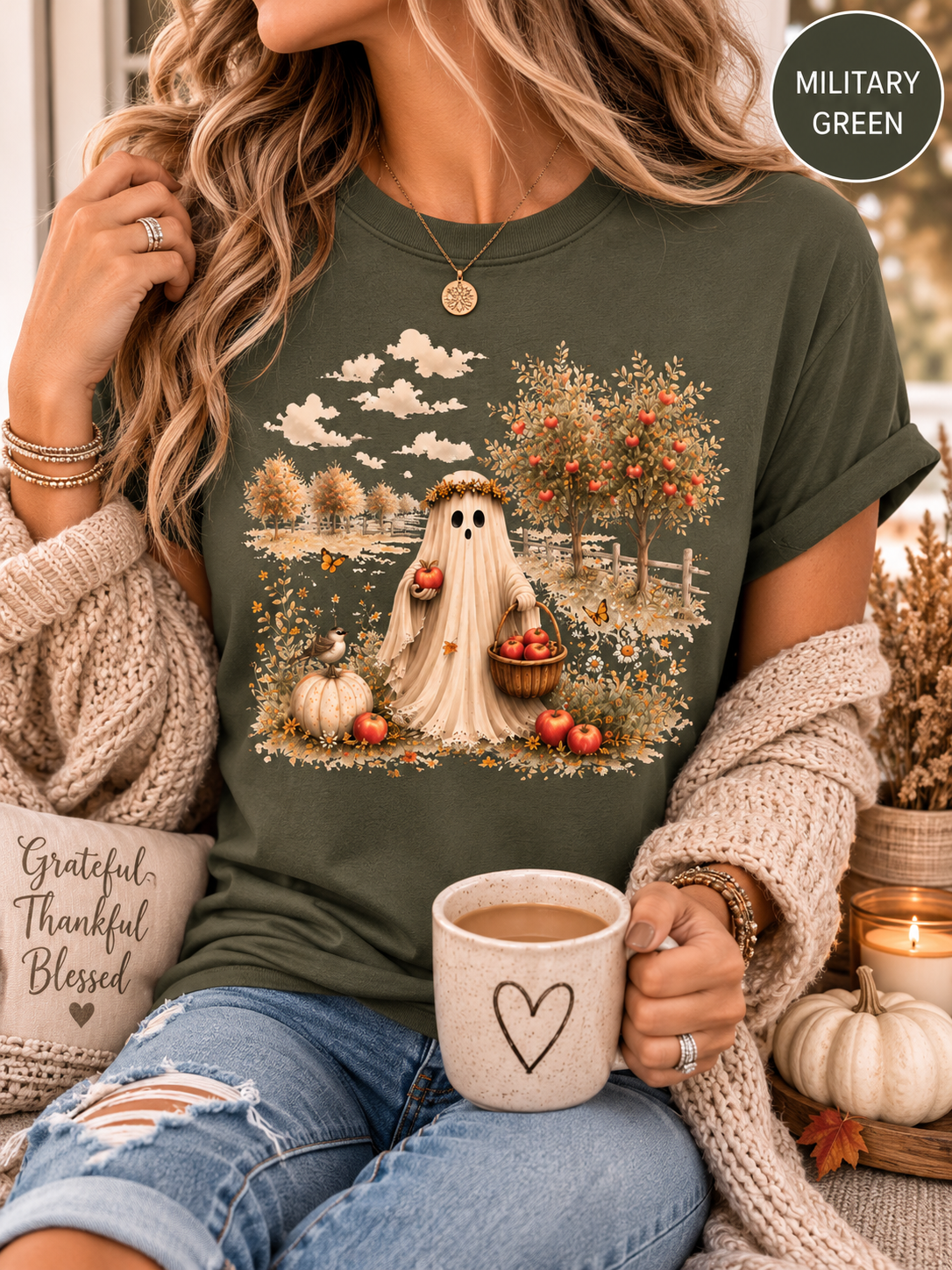 Apple Picking Ghost Autumn Tee
