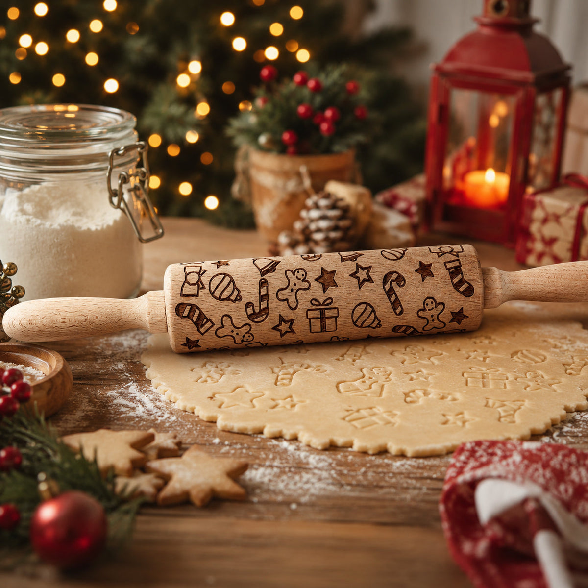 Christmas Engraved Rolling Pin Set