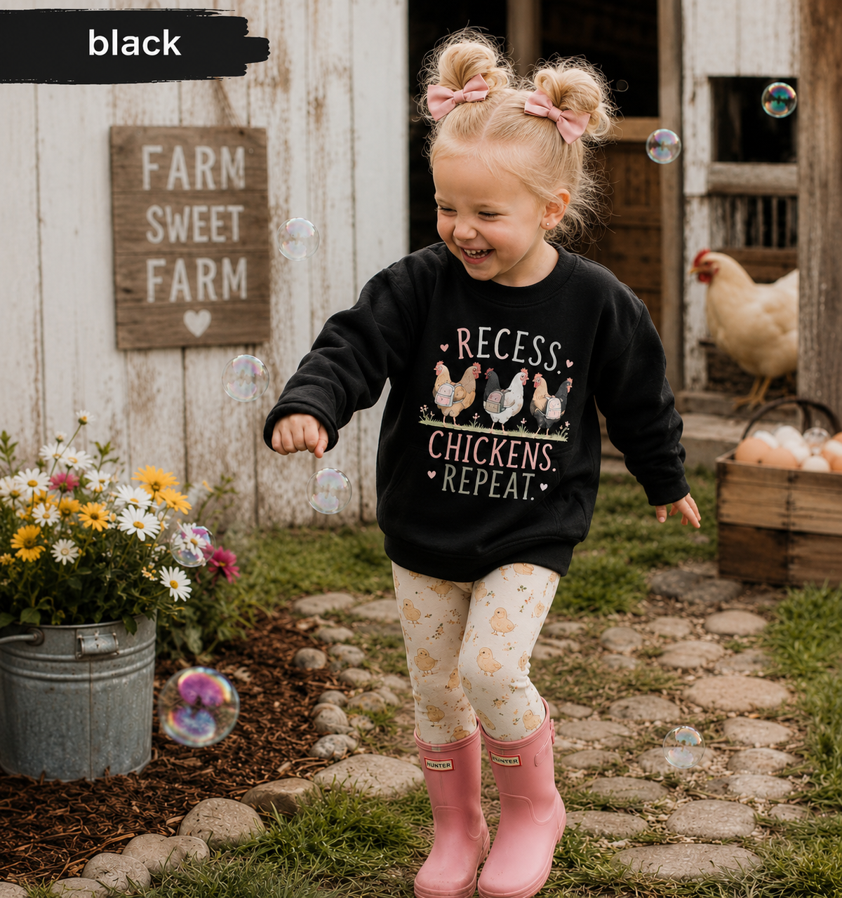 Recess Chickens Repeat Kids Sweatshirt
