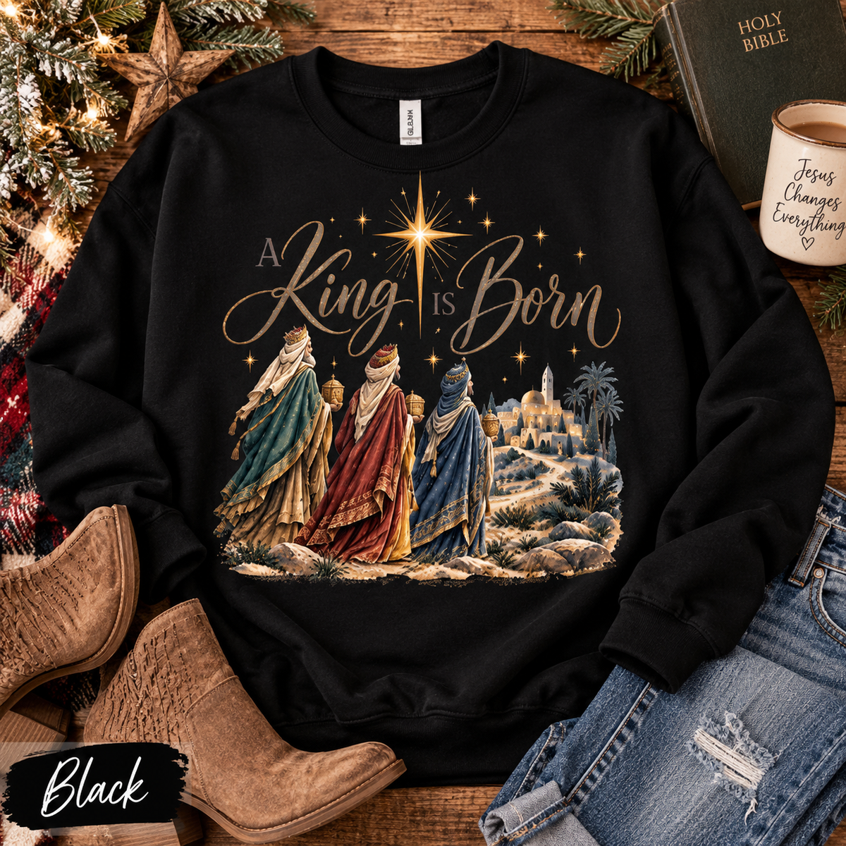 A King Is Born Christian Christmas Sweatshirt