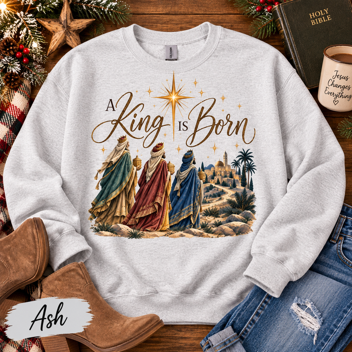 A King Is Born Christian Christmas Sweatshirt