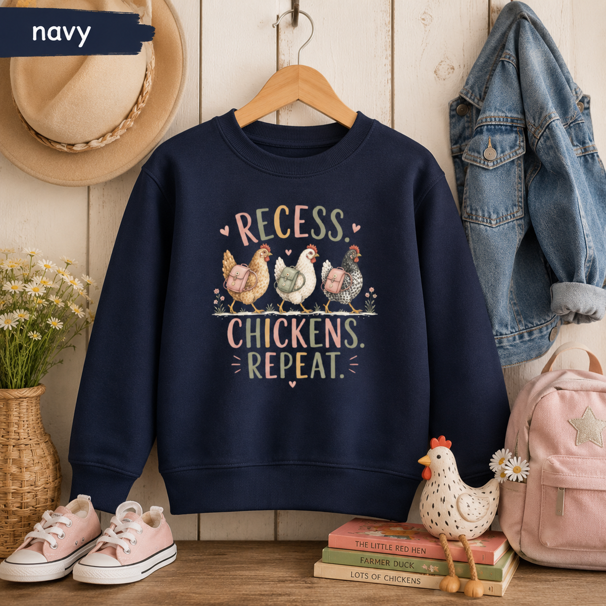 Recess Chickens Repeat Kids Sweatshirt