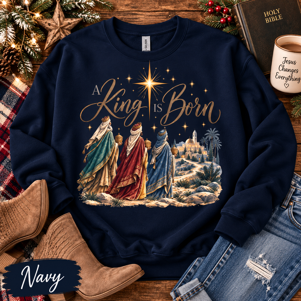 A King Is Born Christian Christmas Sweatshirt