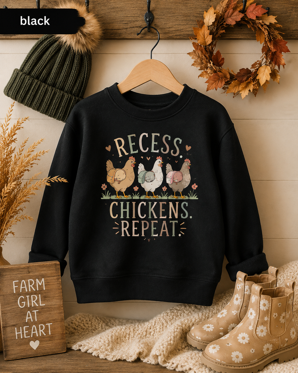 Recess Chickens Repeat Kids Sweatshirt