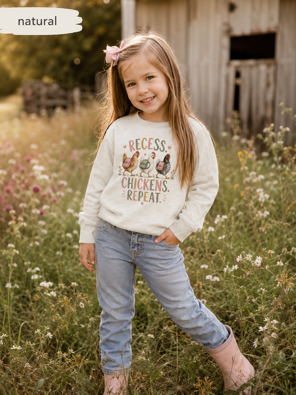 Recess Chickens Repeat Kids Sweatshirt
