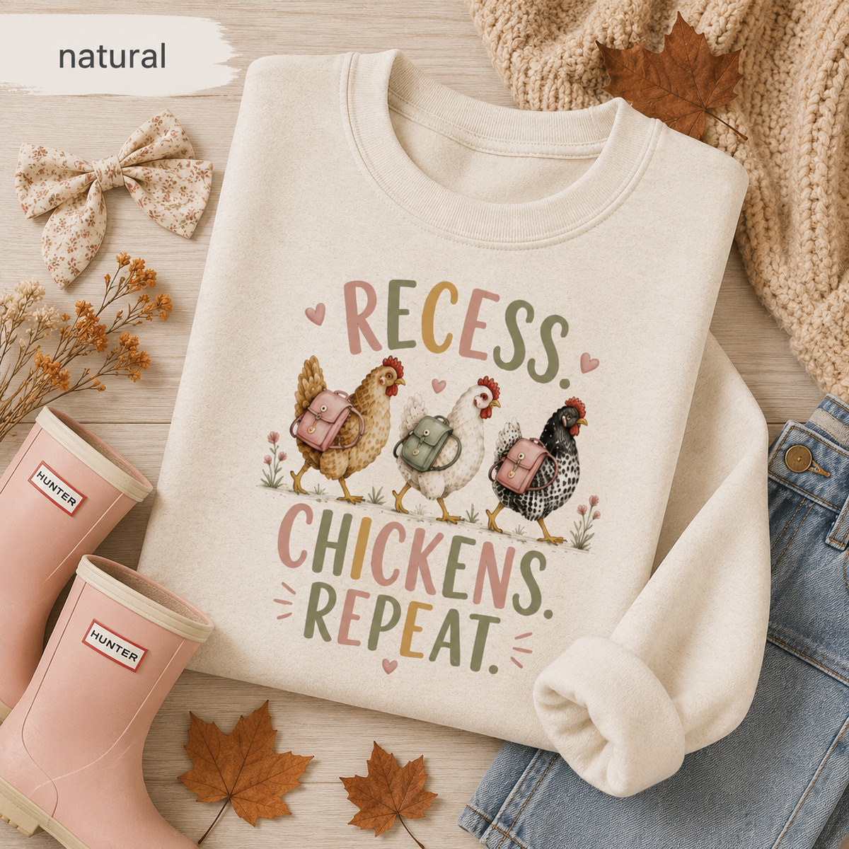 Recess Chickens Repeat Kids Sweatshirt